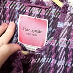 Kate Spade  Coat Women Size 2 Plaid Button Down Tweed Overcoat Plum Long Sleeve Photo 1