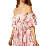 Misa Dina Pink Abstract Rose Floral Off Shoulder Mini Dress Size Extra Small Photo 2