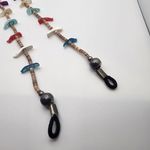 MOP Fetish Bird & Shell Heishi Beads Glasses Chain Blue Photo 4