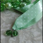 Green Pearl Crystal Tie Necklace w/ Yellow Flower Photo 5