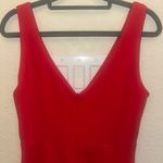 Betsy and Adam Size 8 Red V-Neck High-Low Ruffles Cascade Formal Zip Up Dress Photo 6