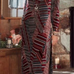 Sundance  Velvet La Donna Maxi Dress Boho Long Sleeve Printed Artsy Style Sz 4 Photo 0