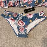 Tempt Me NWT-  Blue Floral Ruffle Off the Shoulder Bikini Photo 4