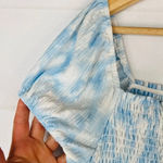 Lush Clothing LUSH Blue Swirl Short Sleeve Smocked Top Size L Photo 3