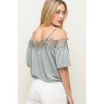Hem & Thread  Sage Lace Off Shoulder Top Boho Photo 2