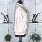 Vintage 90s Oversized Light Pink Blouse Mock Neck Medium Photo 6