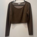 BP . Scoop Crop Long Sleeve Thick Knit Brown Dot Top size Medium Photo 1
