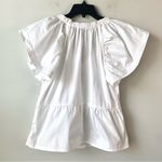 joe's jeans Joe’s Flutter Sleeve Poplin Blouse White S‎ Photo 5