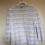 Jones New York Crochet White Cardigan Sweater with Intricate Lacy Pattern Small Photo 1