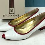 Bruno‎ Magli MADDY red and white leather pumps women’s size 8 AA made in Italy Photo 0
