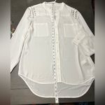Chico's white button-down blouse with rhinestone bling glam Christmas party top 1 Photo 6