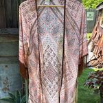 American Rag  Floral Kimono in Pink and Brown S/M Photo 0