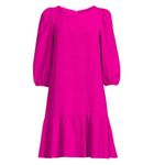 DKNY  Women’s Hot Pink Balloon Sleeve Shift Dress Skirt Bottom Blouson size 8 Photo 2