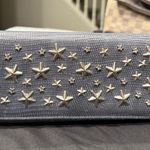 Jimmy Choo Long Wallet Silver Star-Studded with Rhinestones Blue Grey Leather Photo 0