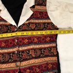 90s Retro Vintage Boho Western Indie Paisley Floral Patchwork Shirt Top Blouse Vest button front tie back short sleeve green red brown black Photo 4