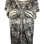 Live and let live Live and‎ Let Live Blouse Women's Size 1X Swirls Aztec Flutter Black White Photo 0