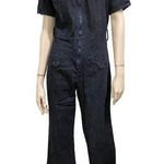 SERFONTAINE XFit Lycra Front Zip Short Sleeves Wide Leg Denim Jumpsuit Overalls Size 28 Photo 0