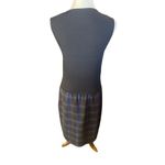 Women's Black & Blue Checkered Plaid Lined Satin Dress Size S/M Photo 1