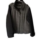 prAna Jacket Women's XL Gray Black Wool Blend Full Zip Herringbone Lined Photo 0