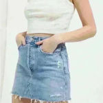 AGOLDE Quinn High Waisted Distressed Denim Mini Skirt size 29 Photo 0