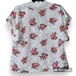 VAL MODE lingerie dainty top medium floral polka dot buttonup embroidered collar Pink Photo 2