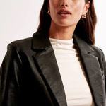 Abercrombie & Fitch  Women's Black Vegan Leather Blazer Photo 6