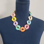 Chunky Pastel Multi Color Acrylic Chain Necklace Earrings Set New Gold Photo 6