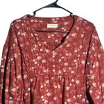Lucky Brand  Floral Peasant Blouse Women's XL Rust Pink Long Sleeve V-Neck Top Photo 1