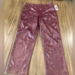 Joie  Limited Edition faux leather high rise straight leg Pants 14 burgandy new Photo 2