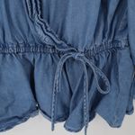 Haute Monde Denim Chambray Faux Wrap Top Womens Coastal Cowgirl Western Country Size L Photo 7