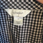 cj banks Gingham Shirt Tab Sleeves Checked 2X Plus Size Checkered Button Up Photo 3
