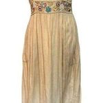 Soft Surroundings Hamptons Dress Tan Boho Beaded Seersucker Sun Dress NWT Petite Photo 1