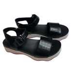 MUK LUKS Women's Slingback Sandals Black Faux Croco Platform Size 11 Photo 2