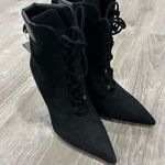 Good American Women's Scandal Lace Up High Heel Suede Booties Size 7.5 Photo 1
