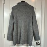 EXPRESS Classic Wool Blend Ribbed Fuzzy Knit Quart Zip Tunic Sweater Size Large Photo 5