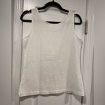 L.L. Bean Size S White Scoop Neck Cotton Stretch Tank Top Photo 3