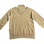 naadam Mock Cut Turtle Neck Old Money Designer 100% Cashmere Sweater Small Tan Photo 0