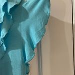 Wrapper  Aqua Ruffle V-Neck Blouse Photo 4