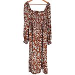La Ligne x Target Rust Floral Print Midi Dress with Slit size 1X Long Sleeves Orange Photo 2