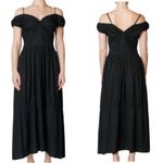 Vince  Black Off Shoulder Twist Front Dress Linen Blend  Full Skirt Size 12 NEW Photo 14