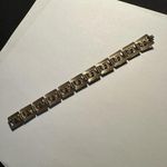 Women’s Bronze Gold Tone Red & Pink Rhinestone Tennis Bracelet 7 Inch Photo 3