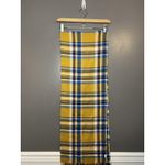 Plaid Tartan Scarf Womens One Size Yellow Blue Fringe Winter Wrap Cozy Photo 2