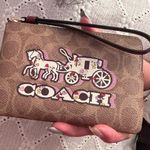 Coach Authentic glitter signature leather Horse & carriage logo wristlet Photo 0