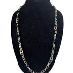 Ann Taylor  Silvertone Chain Necklace 30" Crystal Rhinestone Link Layer Statement Photo 0