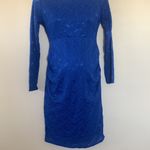 Pinkblush  Cobalt Royal Blue Lace Long Sleeve Maternity Dress Photo 6