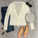 J Jill Lace Cardigan Womens L‎ Ivory Sheer Ruffle Romantic Boho Cottagecore Size L Photo 5