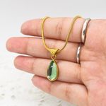 Emerald Teardrop Pendant Necklace Gold Photo 4