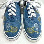 Sebastino Sneakers Women's 8.5 Blue Embroidered Tennis Shoes Rackets Comfort Photo 2