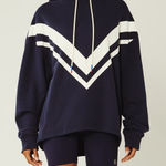 Tory Burch Tory Sport by Chevron French Terry Hoodie Sweatshirt Blue Medium M Photo 0