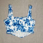 SheIn Blue and White Floral Corset Top - Small Photo 1